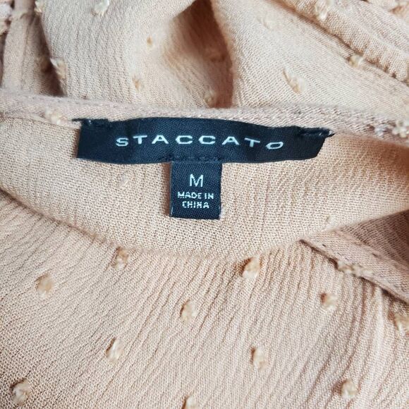 Staccato Peach Swiss Dot Sleeveless Ruffle Hem Tank M - Picture 4 of 6